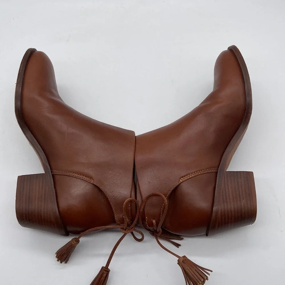 Madewell et Sezane Billie Bootie with Tassel Ties All Leather - Size 6 1/2 - Picture 7 of 9